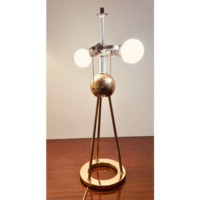 Art Deco Mid 20th Century Walter Von Nessen Art Deco Brass Table Lamp For Sale - Image 3 of 6