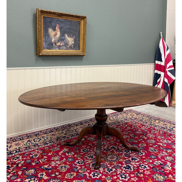 1920s Antique English Country Oval Dining Table Farmhouse Pedestal Oak 1920s-30s For Sale - Image 5 of 18