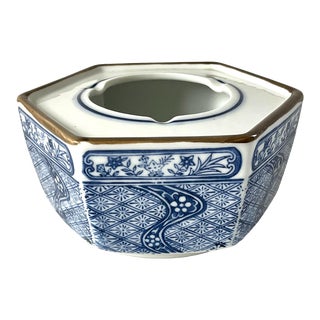 Vintage Japanese Blue and White Ceramic Ashtray / Catchall For Sale
