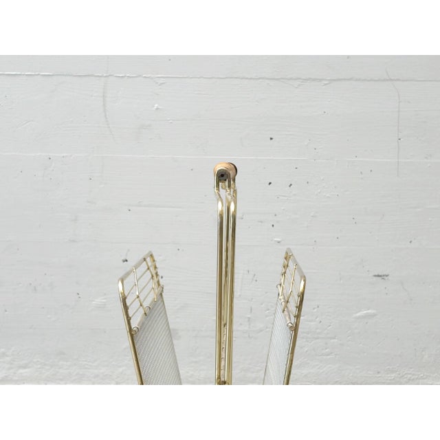 Wood Vintage Metal Newspaper Holder with Wooden Handle, 1950s For Sale - Image 7 of 11