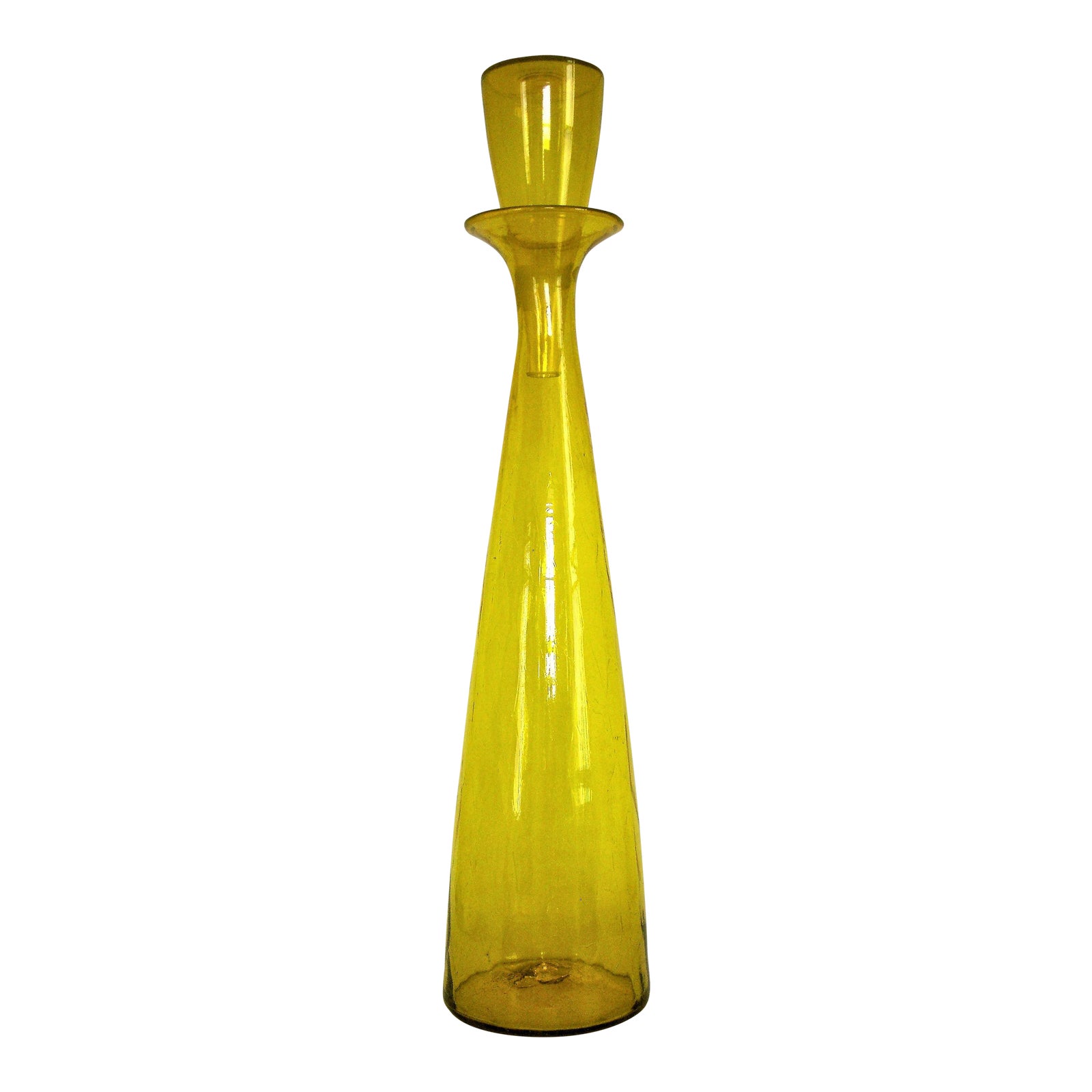 Vintage Wayne Husted Yellow Blenko Crackle Glass Architectural Floor