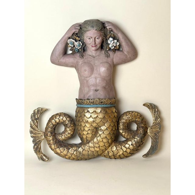 An exceptional and highly decorative large-scale wall relief depicting a mythological mermaid, executed in the 1940s to...