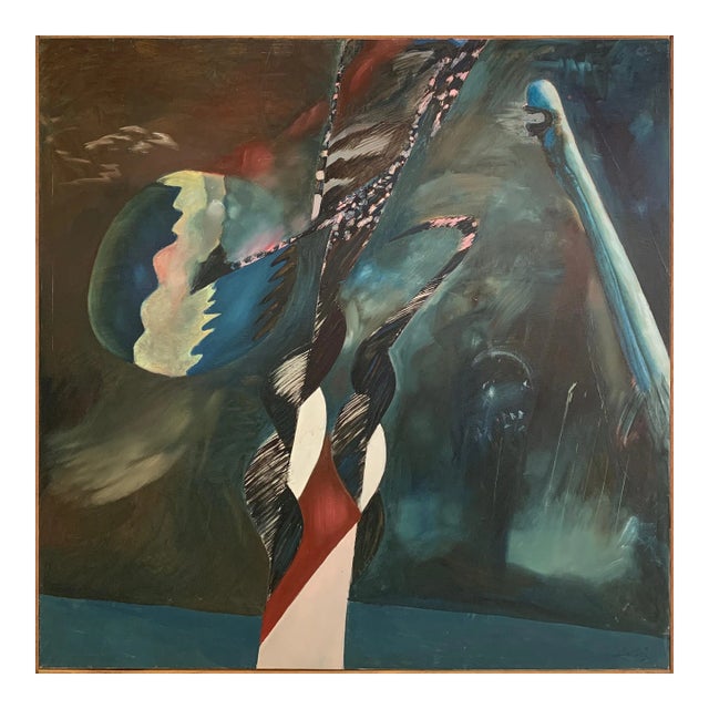 1990 "Gino's Fantasy" Abstract Oil Painting on Canvas Bill Shields Chicago Academy of Fine Art For Sale