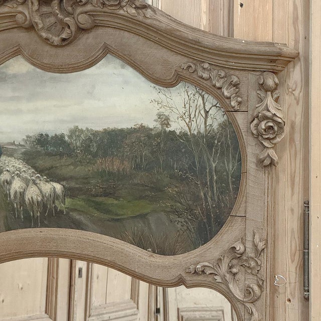 19th Century Country French Louis XV Stripped Oak Trumeau Mirror For Sale - Image 10 of 18