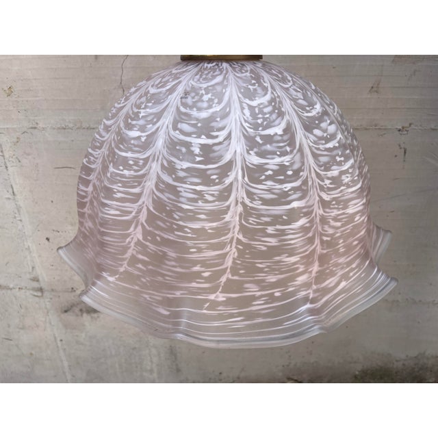 Pink Murano Glass Light Pendant 1970’s Height including wire and brass canopy 60 cm Height without wire only glass shade...