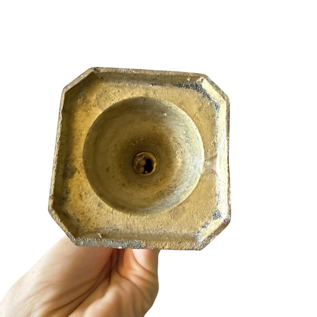 American Pair of Vintage Brass Candlesticks With Verdigris Patina For Sale - Image 3 of 5