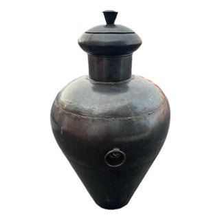 Vintage Monumental 52” Tall India Iron Pot For Sale
