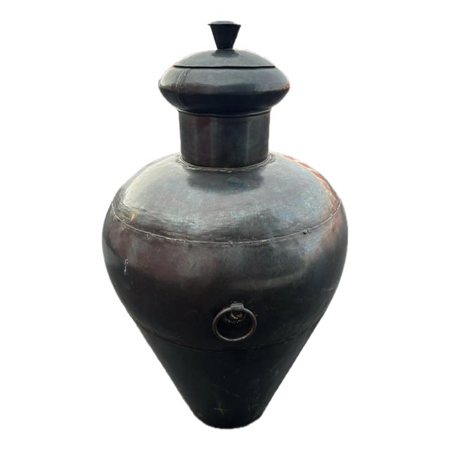 Vintage Monumental 52” Tall India Iron Pot For Sale