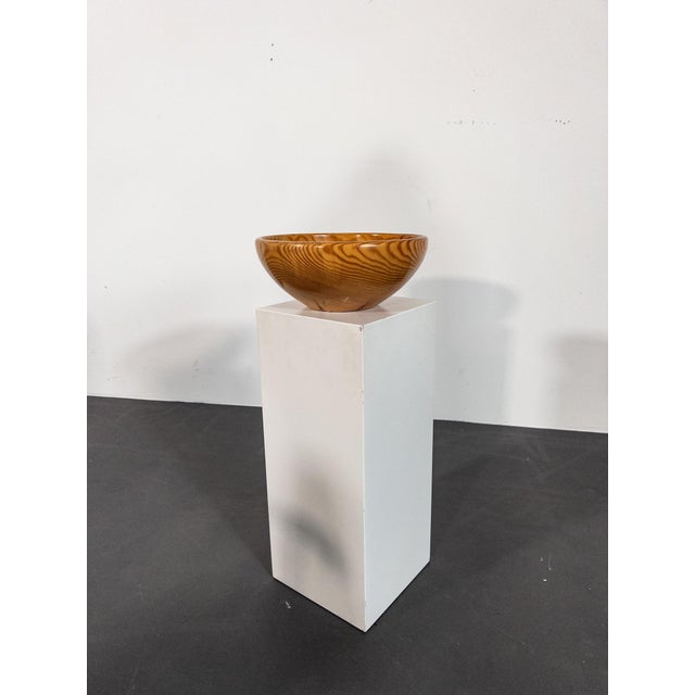 Orange Sculptural Turned Pine Bowl by Oscar Johansson, Sweden For Sale - Image 8 of 8