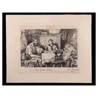 Edward Rosenthal, Une Place Vide, Original Etching, Late-19th-Century For Sale