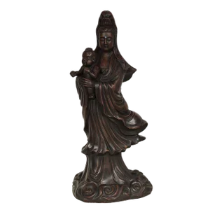 1950s Vintage Chinese Carved Purple Clay Kwan Yin Statuary