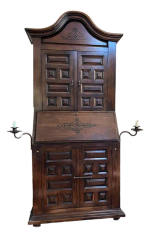 1960s Drexel Heritage Et Cetera Spanish / Mediterranean Style Secretary Desk Side Candles