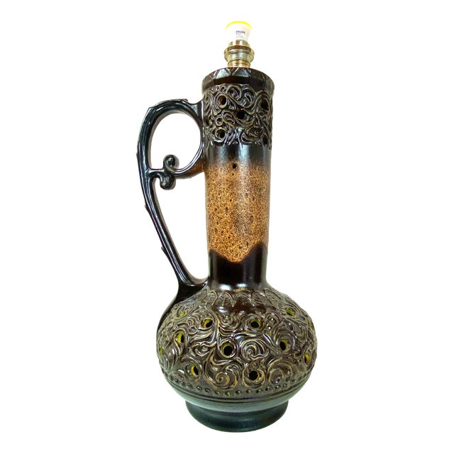 Mid-Century Ceramic Floor Lamp from Fat Lava, Germany, 1970s For Sale