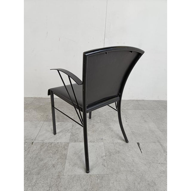 Vintage Black Leather Dining Chairs attributed to Arrben, 1980s, Set of 4 For Sale - Image 13 of 14