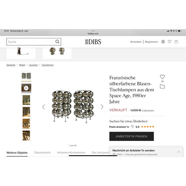 Mid-Century Modern Space Age French Silver-Colored Bubble Table Lamps, 1980s For Sale - Image 3 of 10