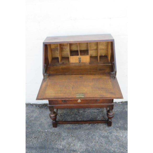 Early 1900s Solid Oak Wood Secretary Desk 6127 For Sale - Image 13 of 15