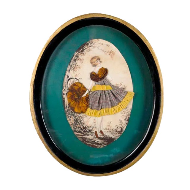 Art Nouveau Diarama with Lady in Summer Wind, 1900s For Sale