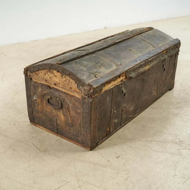 Trunk Coated with Leather For Sale - Image 3 of 6