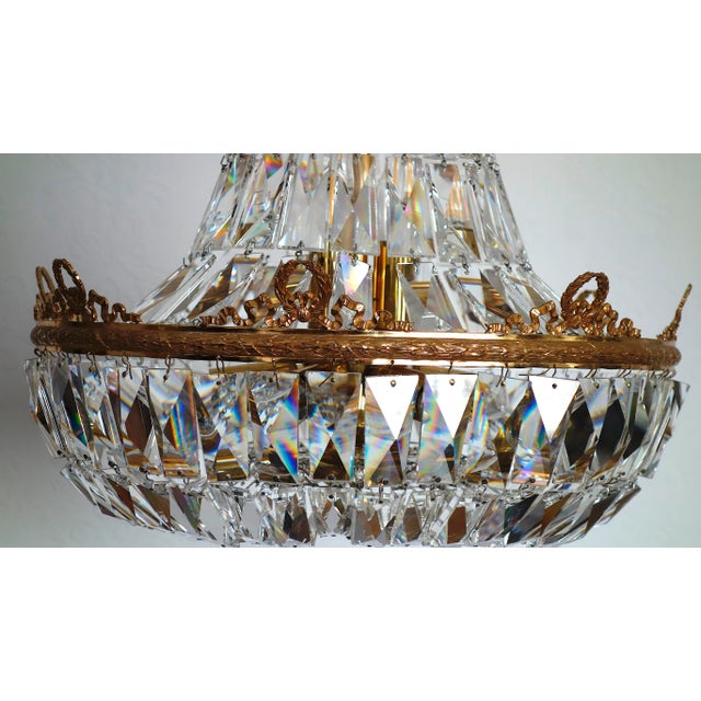 Brass and Lead Crystal 9-Flame Chandelier from Palwa, 1960s For Sale - Image 12 of 18