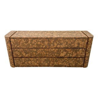 Vintage 1970s MCM Six Drawer Cork Dresser For Sale