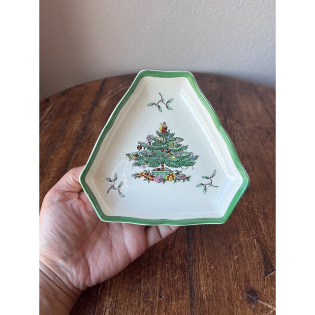 Spode 1980s Spode Christmas Tree 5" Triangular Tray Made in England For Sale - Image 4 of 6