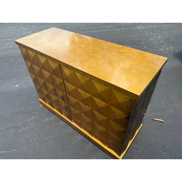 Mid-Century Modern 1970s Barbara Barry for Baker Mid Century Diamond Gold Leaf Cabinet Credenza, Attributed For Sale - Image 3 of 12