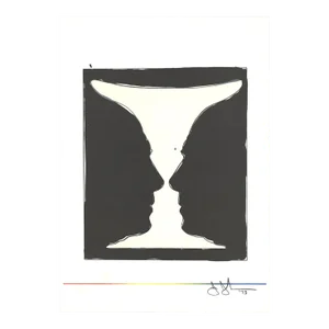 1973 Jasper Johns 'Cup, Two Picasso Profiles' Pop Art Black & White USA Lithograph