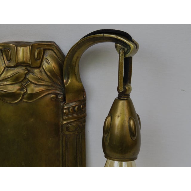 Antique Art Nouveau Brass Wall Lights, Set of 2 For Sale - Image 10 of 18