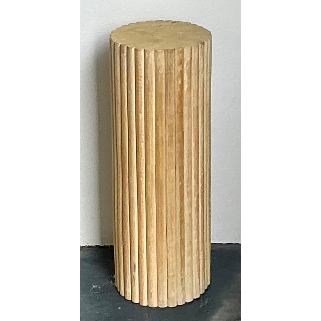 Vintage Ribbed Wood and Rattan Small Pedestal For Sale - Image 10 of 15