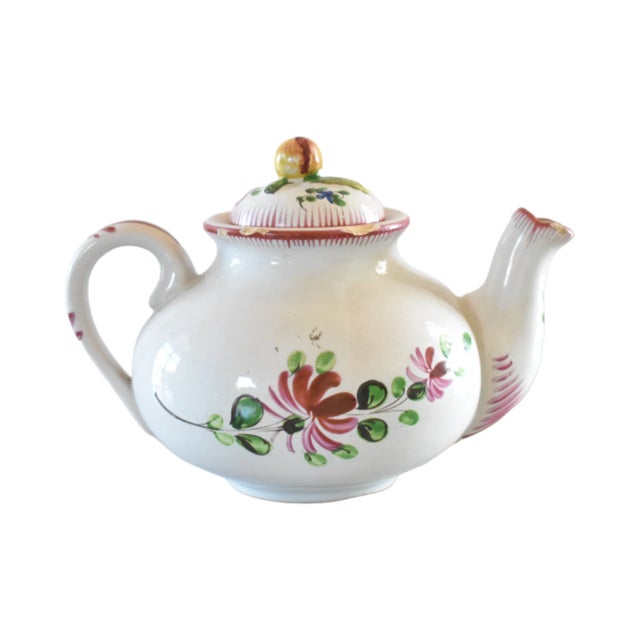 Antique French Faience St. Clements Luneville Teapot For Sale - Image 4 of 12