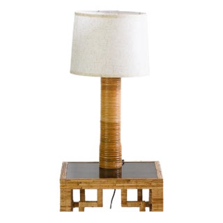 Rattan Wrap Table Lamp Mid Century Modern Style For Sale