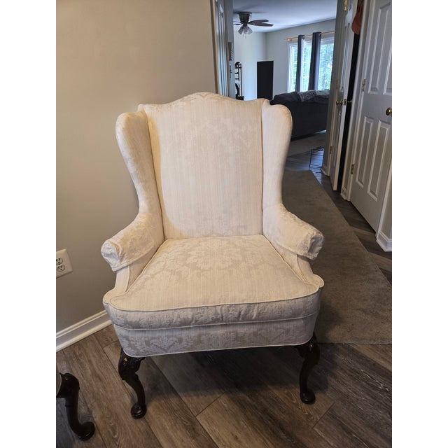 Queen Anne Wing Chairs For Sale - Image 4 of 8