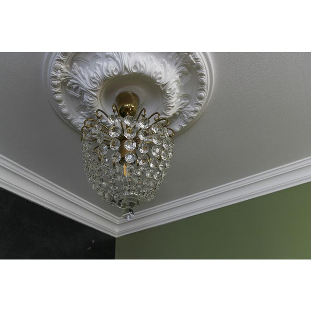 Metal Hollywood Regency Crystal Glass and Brass Pendant Chandelier, Germany, 1970s For Sale - Image 7 of 18