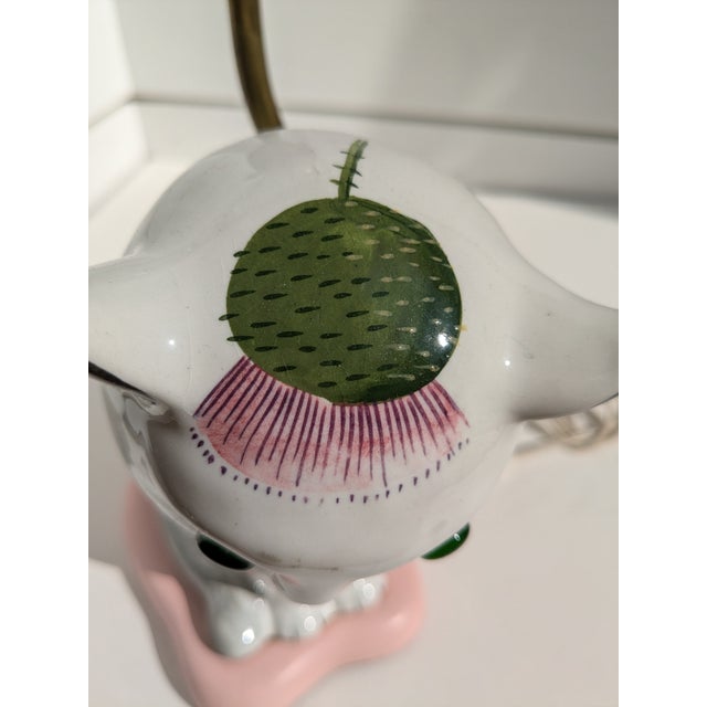 White Large Mid 20th Century Nekola Pinxt Plitcha Wemys Pottery Cat With Original Glass Eyes Lamp For Sale - Image 8 of 11