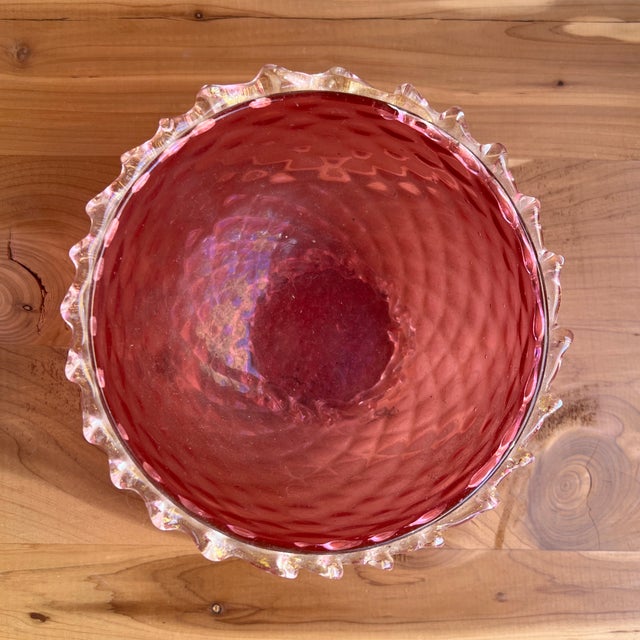 Antique Victorian Cranberry Glass Bowl For Sale - Image 4 of 4