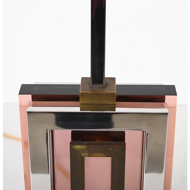 Gray Table Lamp in Acrylic Glass, Chrome and Brass by Romeo Rega, Italy, 1970s For Sale - Image 8 of 18