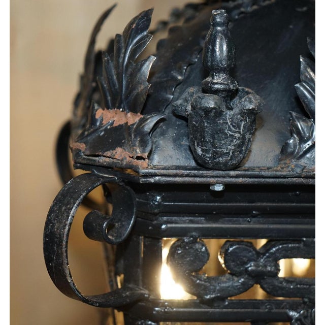 Large French Art Deco Hanging Lanterns, 1920s, Set of 2 For Sale - Image 9 of 18