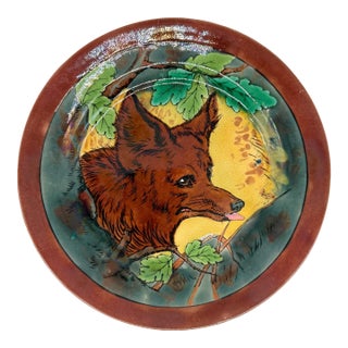 A Wedgwood Majolica Plate With Fox, English, Dated 1873 For Sale