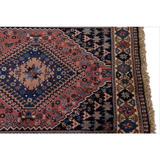 Red Antique Bakhtiari Handmade Geometric Red Wool Runner For Sale - Image 8 of 10