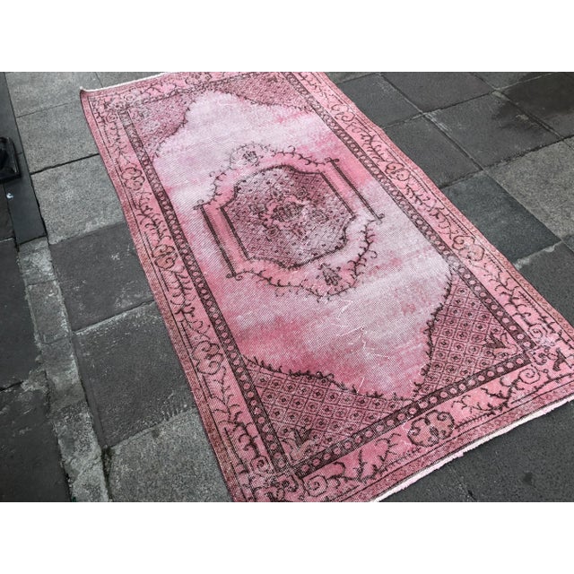 Art Deco 1960s Vintage Turkish Oushak Wool Rug - 3′8″ × 6′8″ For Sale - Image 3 of 11
