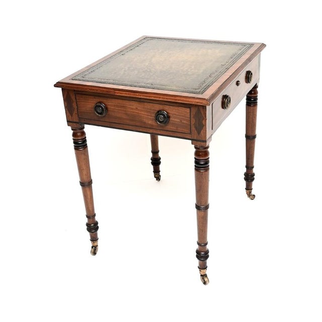 Antique Georgian Leather Top Writing Table, 1800 For Sale - Image 4 of 11