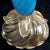 Vintage Murano Seguso Blue Opalescent Gold Flecks Italian Art Glass Mid Century Sculptural Flower Vase For Sale - Image 9 of 12