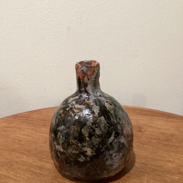 Antique Glazed Stoneware Japanese Sake Bottle Flower Vase Vessel For Sale - Image 12 of 12