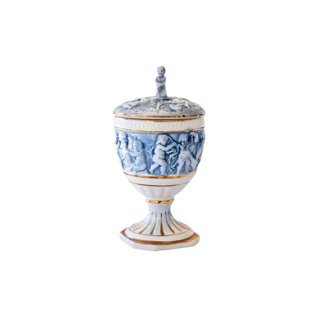 Mid 20th Century Capodimonte Cherub Urn With Lid For Sale - Image 5 of 14