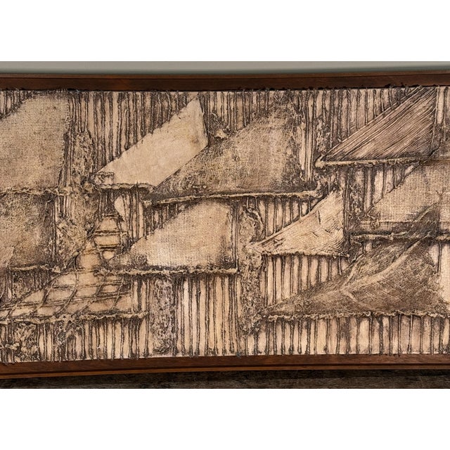 Vintage Mid-Century Abstract Mixed Media Textural Wall Panel, c.1960s For Sale In Providence - Image 6 of 9