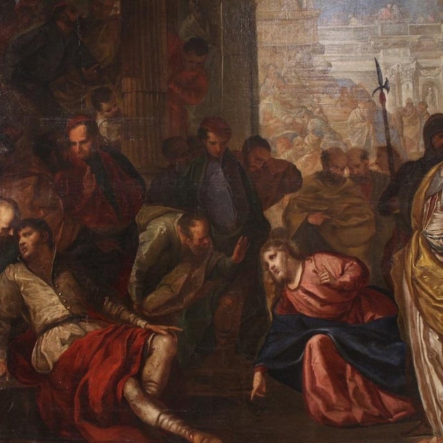 Venetian Artist, Christ and the Adulteress, 1590, Oil on Canvas For Sale - Image 4 of 16