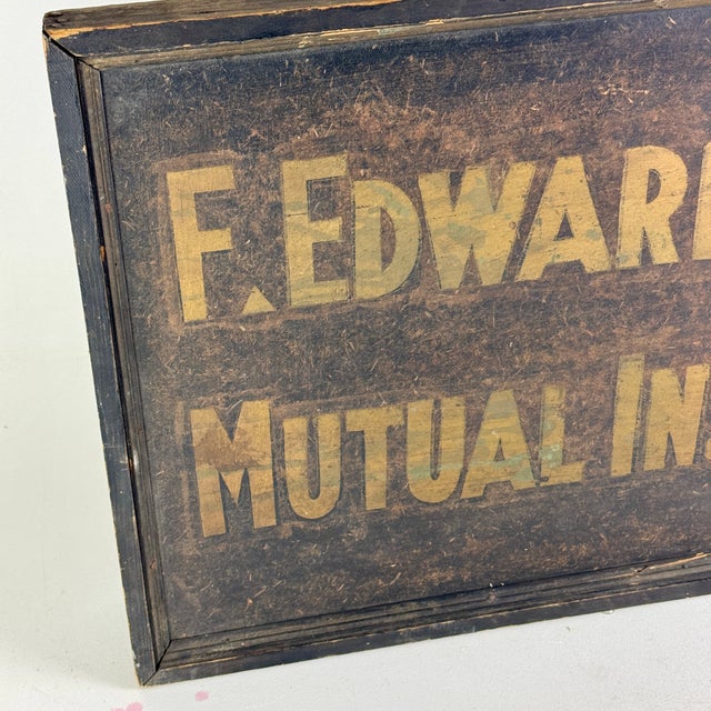 Early 20th Century Antique Hand-Painted Double Sided Wood Insurance Trade Sign For Sale - Image 5 of 6