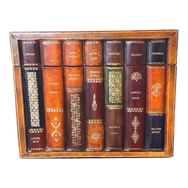 Maitland Smith Leather Covered Book Box For Sale
