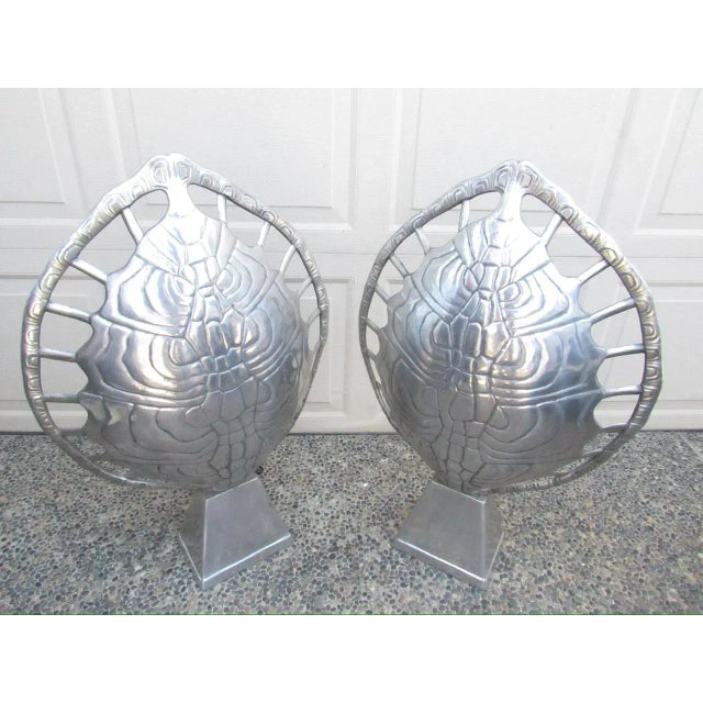 Pair of Arthur Court aluminum turtle shell lamps, c.1970’s Hard to find pair of Arthur Court turtle shell lamps in...