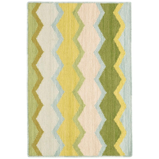 Contemporary Kit Kemp for Dash & Albert Safety Net Green Woven Wool Rug, 9' 6" x 13' 6" For Sale - Image 3 of 3